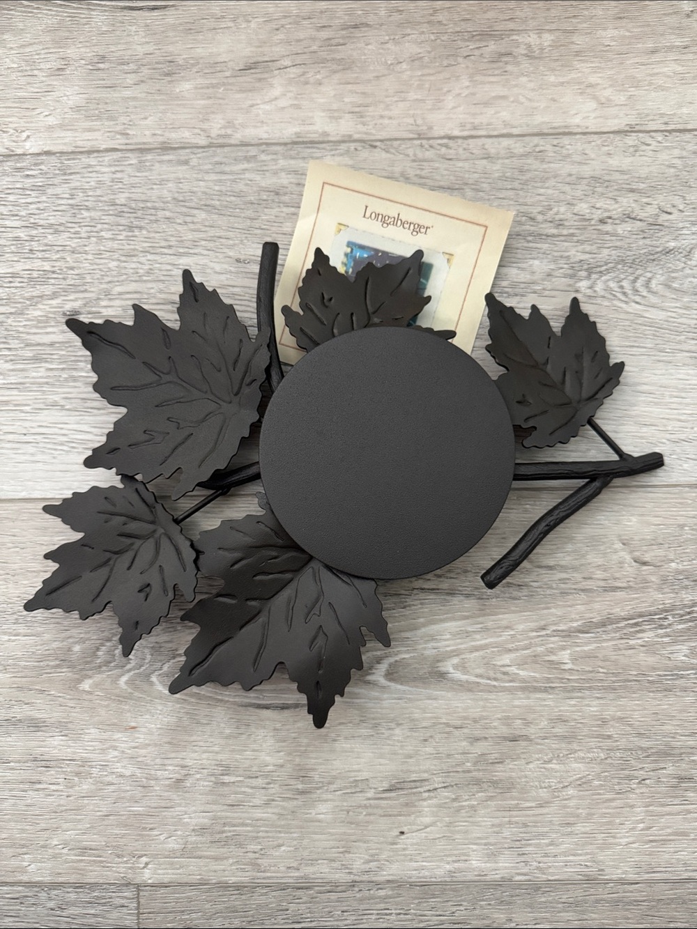 NIB Longaberger Wrought Iron Black Metal Maple Leaf Fall Foliage Centerpiece Set